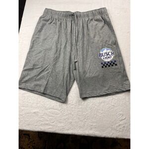 Busch Light Lounge Shorts Mens M Gray Cotton Blend Drawstring Beer Graphic